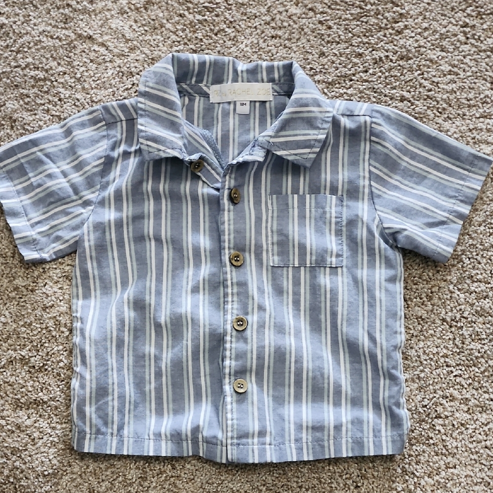 Rachel Zoe Blue and White Striped Kids Button Down Shirt